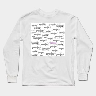 Purple Sardine fish Long Sleeve T-Shirt